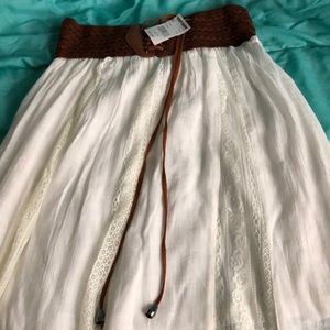 Cream High-Low Skirt with Brown Belt!